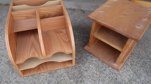lot 100 image: PAIR OF WOODEN DESK ORGANIZERS