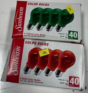 lot 42 image: Pair of packs of colored light bulbs