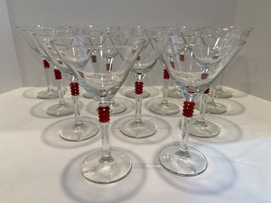 lot 100 image: BEEFEATER Etched Martini Glasses - Set of 14