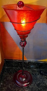 lot 113 image: Vintage Modern Red Martini Glass Lamp