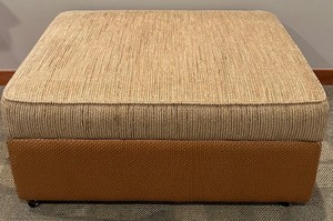 lot 121 image: Large Upholstered Storage Ottoman in Brown Tones