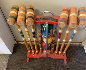 lot 203 image: Wood CROQUET Set
