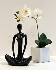 lot 154 image: NAMASTE &nbspYOGA FIGURE and Faux White ORCHID