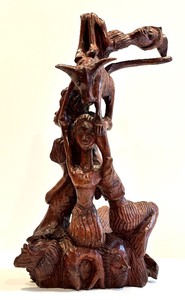 lot 156 image: Carved MANGO TREE or BOX WOOD Sculpture