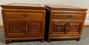 lot 313 image: Asian Solid Rosewood Nightstands Side Tables
