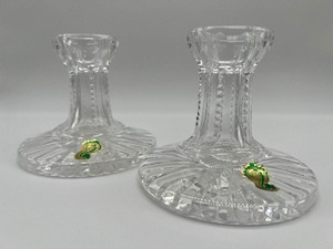lot 79 image: Pair WATERFORD Crystal Candle Stick Holders with Original Sticker NWT