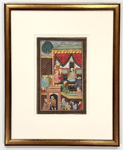 lot 174A image: INDIAN GOUACHE WATERCOLOR in Gold Frame #2