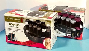 lot 181 image: Pair of NEW IN BOX REMINGTON Ionic Protective HOT ROLLERS Sets