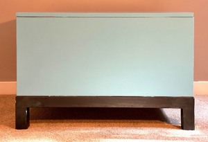 lot 184 image: Hand Painted Sturdy WOOD CHEST on METAL FRAME