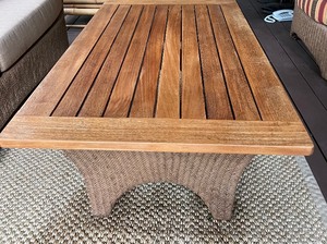 lot 62A image: EDDIE BAUER LANE Wicker and Teak Coffee Table
