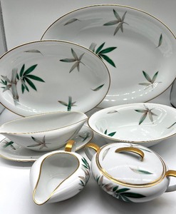 lot 71 image: Vintage NORITAKE Bamboo Pattern China Serving Pieces