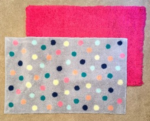 lot 185 image: Paired Pink & Polka Dot SHAG RUG Set
