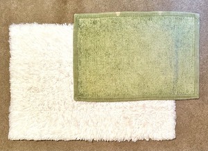 lot 186 image: Paired Sage & White VELVET & SHAG RUG Set