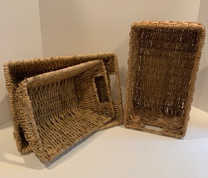 lot 130 image: 3 Woven Carryall Storage Containers