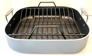 lot 519 image: ALL-CLAD Nonstick Hard Anodized Dual Handled Roasting Pan with Rack