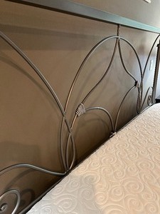 lot 16 image: Decorator Bedding, Metal King Headboard with TEMPERPEDIC BREEZE Mattress and 2 Twin Motorized Bed Frames