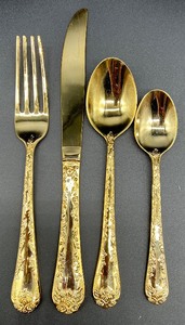 lot 53 image: WM ROGERS & SON Gold Plated Flatware - Service for 12