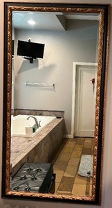 lot 14 image: Decorative Black and Gold Full Length Mirror