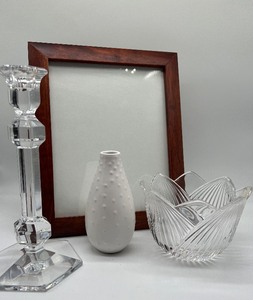 lot 557 image: Assorted Decor including VAL ST LAMBERT Crystal Candlestick