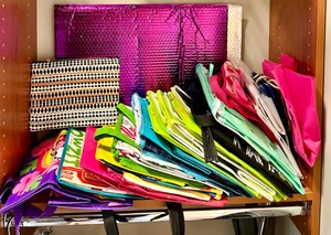 lot 544 image: Bag it up Big Lot of reusable bags for groceries, clothes and so much more