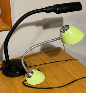 lot 356 image: VENETA LUMI Black &  Vintage MCM Style Desk Lamps - QTY 2