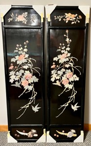 lot 358 image: Vintage Chinese Black Lacquer Panels - QTY 2