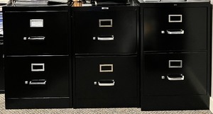 lot 359 image: 2 Drawer Black File Cabinets - QTY 3