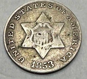 lot 5 image: 1853 Three Cent Silver Trime