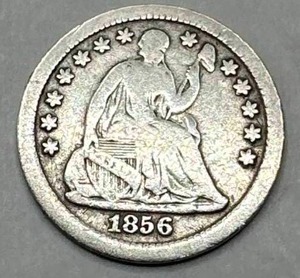 lot 8 image: 1856 Seated Liberty Half Dime
