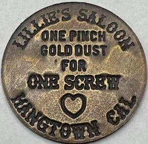 lot 16 image: Lillies Saloon Brass Brothel Token