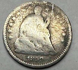 lot 21 image: 1859 Seated Liberty Half Dime