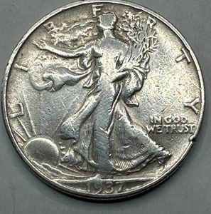 lot 25 image: 1937 Walking Liberty Half Dollar