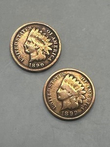 lot 30 image: 1890 & 1899 Indian Head Pennies