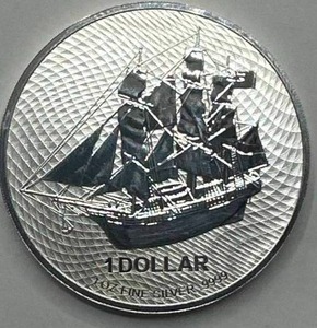 lot 34 image: 1oz .9999 Silver Cook Islands Ship Round