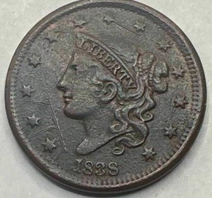 lot 37 image: 1838 Large Cent Penny