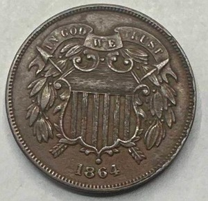 lot 38 image: 1864 Two Cent Piece (amazing piece)