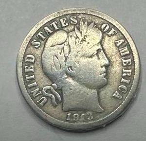 lot 43 image: 1913 Barber Dime