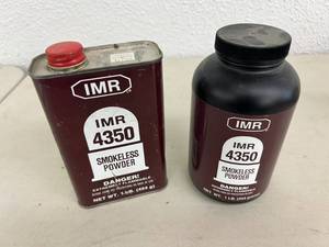 lot 38 image: IMR 4350 Powder - Both about 23 Full