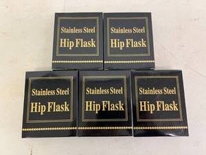lot 103 image: 5 New Stainless Steel 6 oz Hip Flasks
