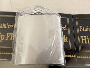 lot 105 image: 5 New Stainless Steel 6 oz Hip Flasks