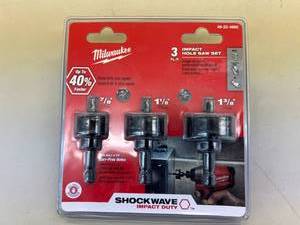 lot 238 image: New Milwaukee 3 Piece Impact Hole Saw Kit