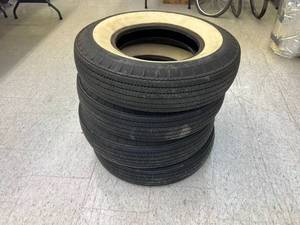 lot 250 image: 4 Allstate 7.50 - 14 White Widewall 4 Ply Polyester Tires