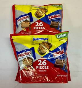 lot 88 image: 2x 9.4 oz Baby Ruth, Crunch & Butterfinger (26Pieces Each)