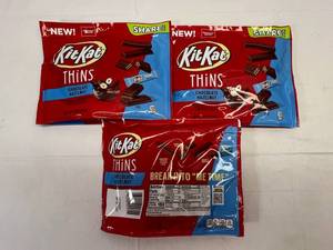 lot 101 image: 3x 7.2oz KitKat Thins Chocolate Hazelnut