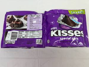 lot 107 image: 2x 9 oz Hershey Kisses Dark Chocolate