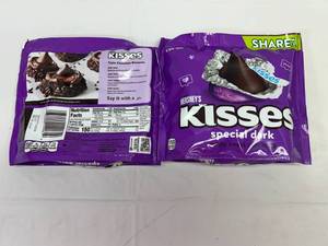 lot 110 image: 2x 9 oz Hershey Kisses Dark Chocolate