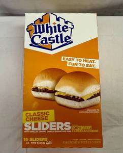 lot 132 image: 1x 16 White Castle Cheese Sliders(8-2Packs)