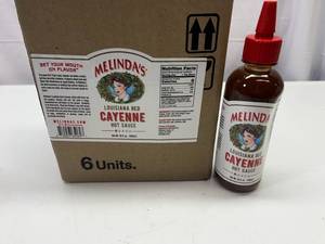lot 256 image: JJ. 6x 10oz Melinda Louisiana Rd Cayenne Hot Sauce