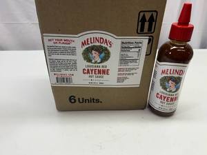 lot 257 image: JJ. 6x 10oz Melinda Louisiana Rd Cayenne Hot Sauce