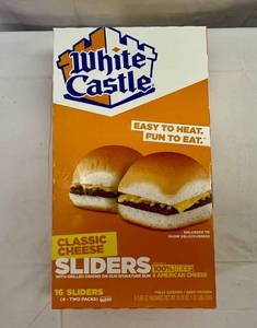 lot 136 image: 1x 16 White Castle Cheese Sliders(8-2Packs)
